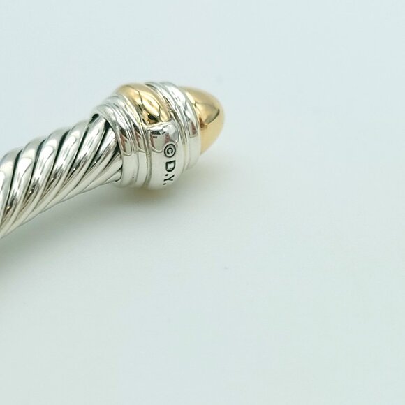 DAVID YURMAN 5mm Cable Classic Bracelet w/ 14k Gold in Sterling Silver 7 inch - Picture 6 of 9